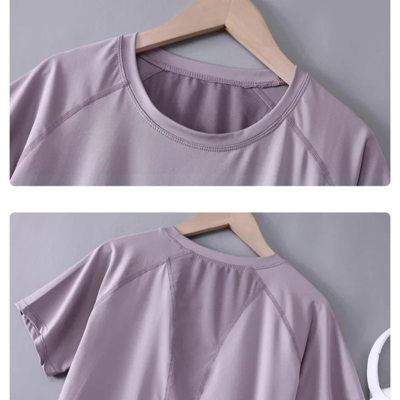 Drur Yoga Tops Sportswear Woman Gym Shirts Breathable Quick Dry Short Sleeve Workout T Shirt Jogger