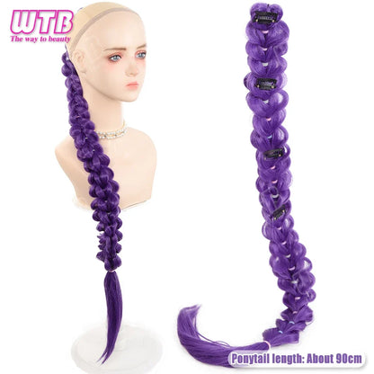 26 Inch Purple Braided Ponytail Hair Extension
