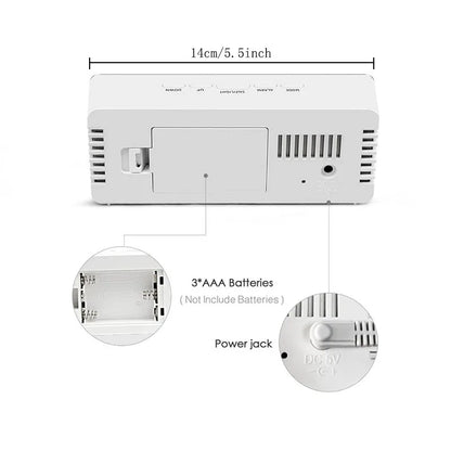LED Digital Alarm Clock with Temperature Display – Mirror Desk Clock