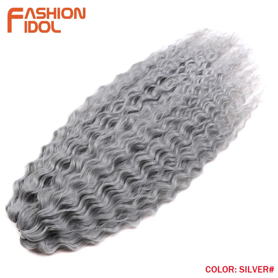 24 Inch Water Wave Crochet Braiding Hair – Synthetic Twist Curly Ombre Extensions