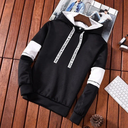 Men’s Printed Letter Hoodie, Long-Sleeve Casual Pullover Sweatshirt