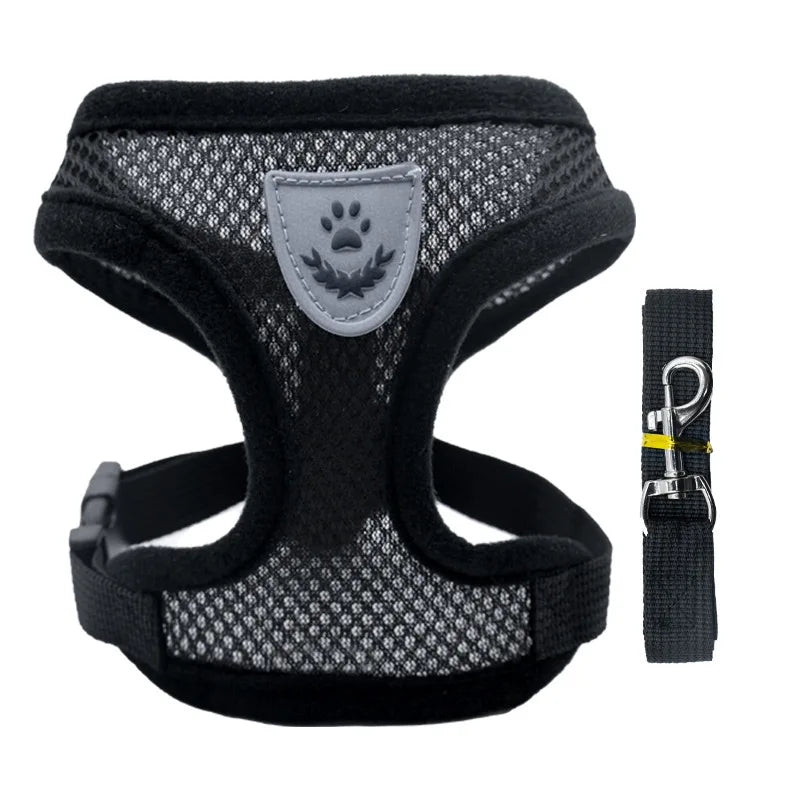 Dog Vest Walking Leash Puppy Cat Collar Polyester Adjustable Mesh Small Medium Pet Accessories
