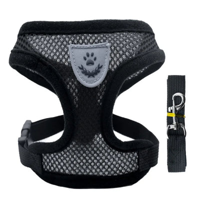 Dog Vest Walking Leash Puppy Cat Collar Polyester Adjustable Mesh Small Medium Pet Accessories