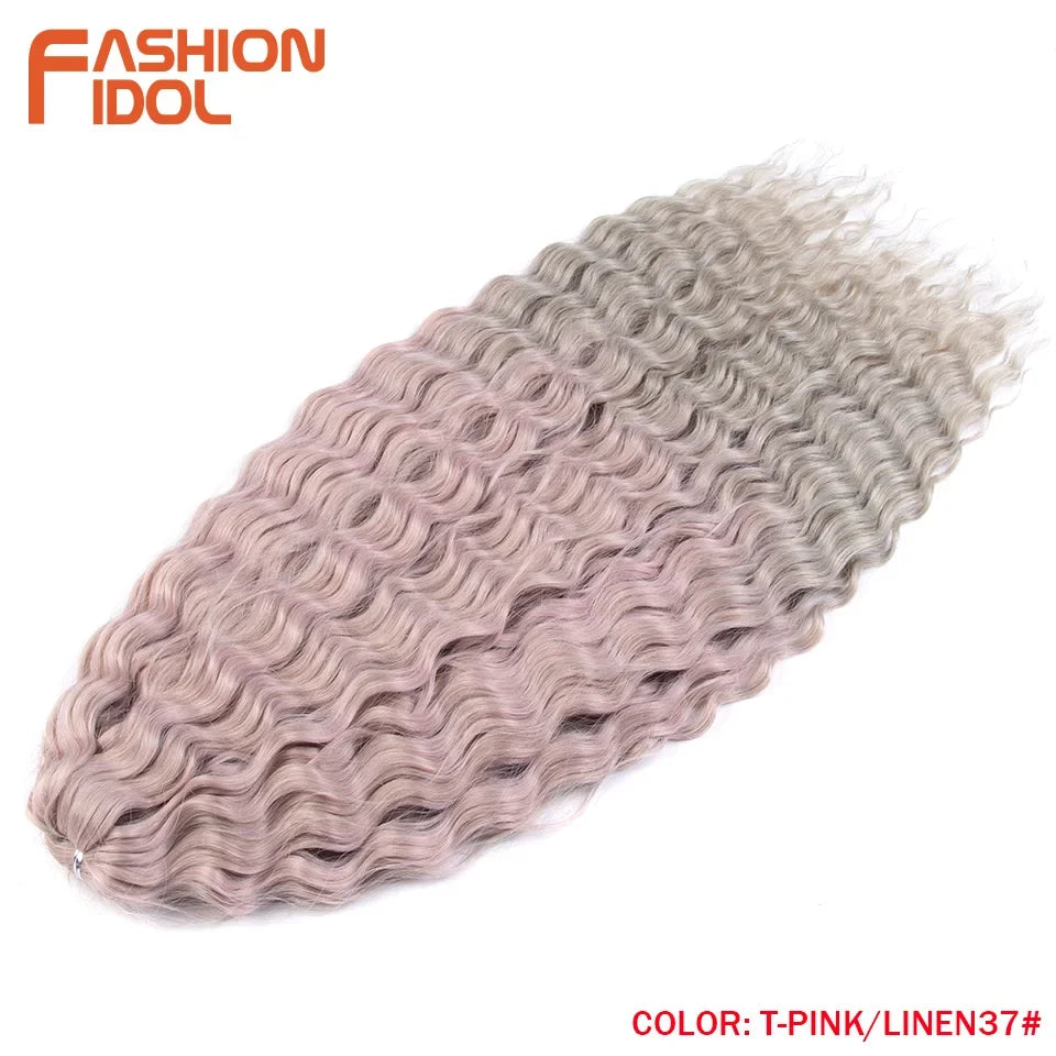 24 Inch Water Wave Crochet Braiding Hair – Synthetic Twist Curly Ombre Extensions