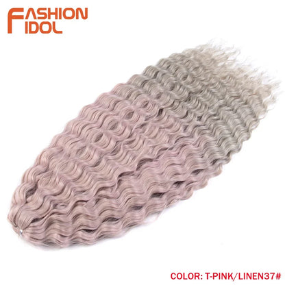 24 Inch Water Wave Crochet Braiding Hair – Synthetic Twist Curly Ombre Extensions