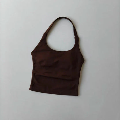 Women's Halter Neck High Support Sports Bra – Backless Yoga Top