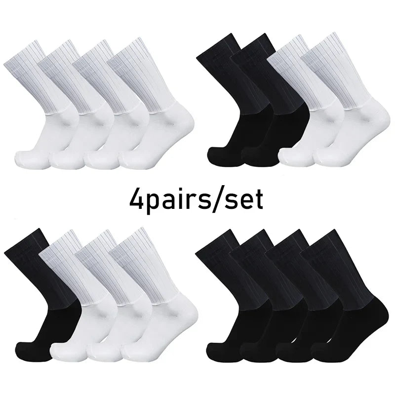 4 Pairs Anti Slip Silicone Cycling Socks