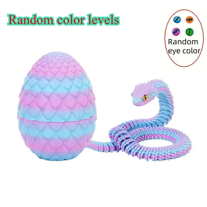 3D Printed Articulated Snake with Egg – Fidget Desk Toy