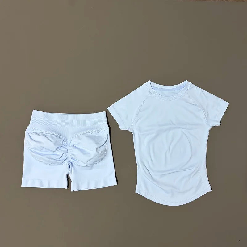 2 Piece Seamless Yoga Top and Shorts Set
