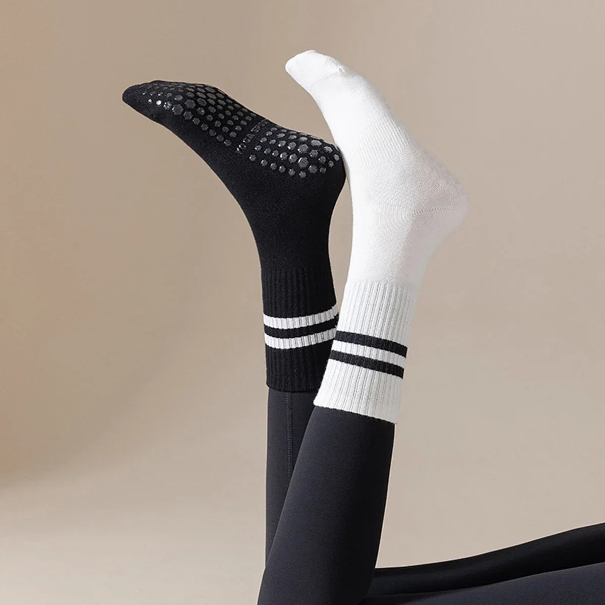 Grip Socks for Women – Non-Slip Pilates & Yoga (4 Pairs)