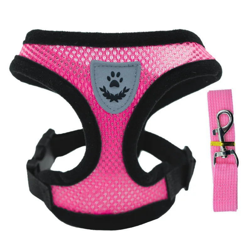 Dog Vest Walking Leash Puppy Cat Collar Polyester Adjustable Mesh Small Medium Pet Accessories