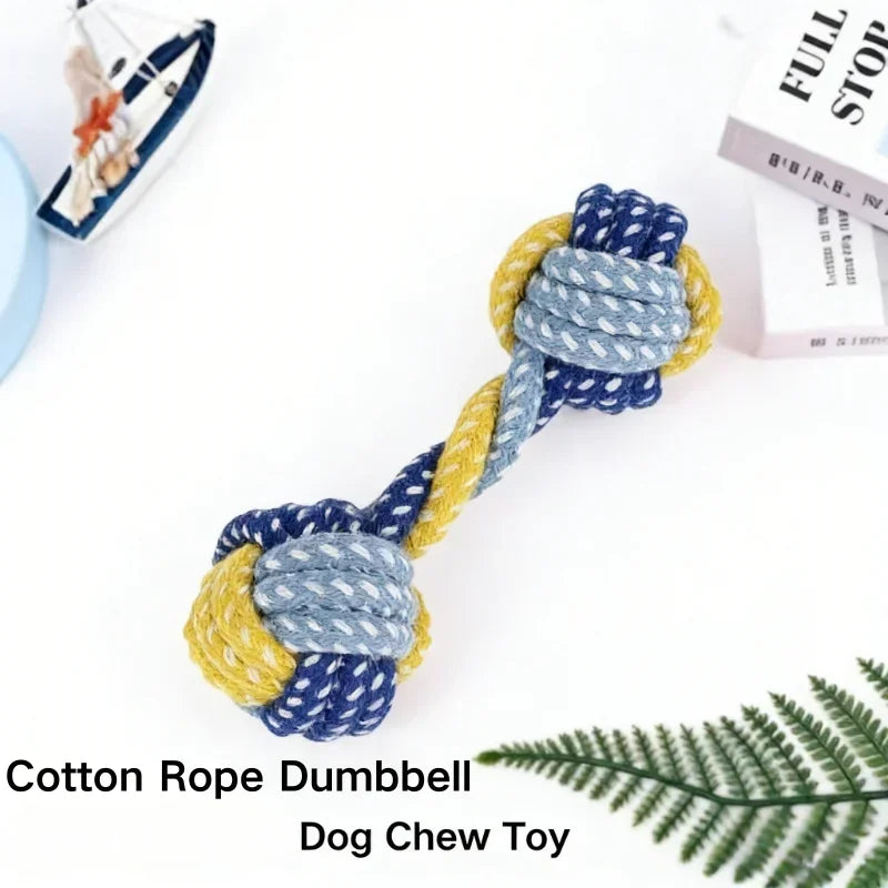 Plant-Dyed Cotton Rope Dog Chew Toy Carrot Corn Stick Dumbbell Shaped - Teeth Cleaning