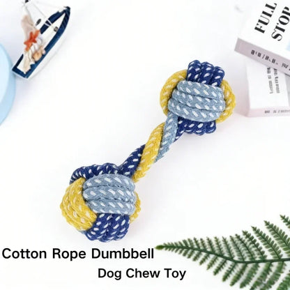 Plant-Dyed Cotton Rope Dog Chew Toy Carrot Corn Stick Dumbbell Shaped - Teeth Cleaning