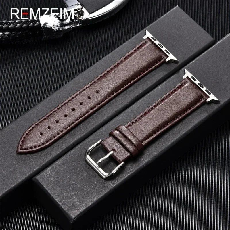 Men’s PU Leather Business Strap for Apple Watch, 38–49mm