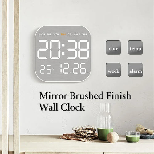 LED Digital Alarm Clock – Temp Display, Remote, Wall or Desk