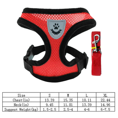 Dog Vest Walking Leash Puppy Cat Collar Polyester Adjustable Mesh Small Medium Pet Accessories