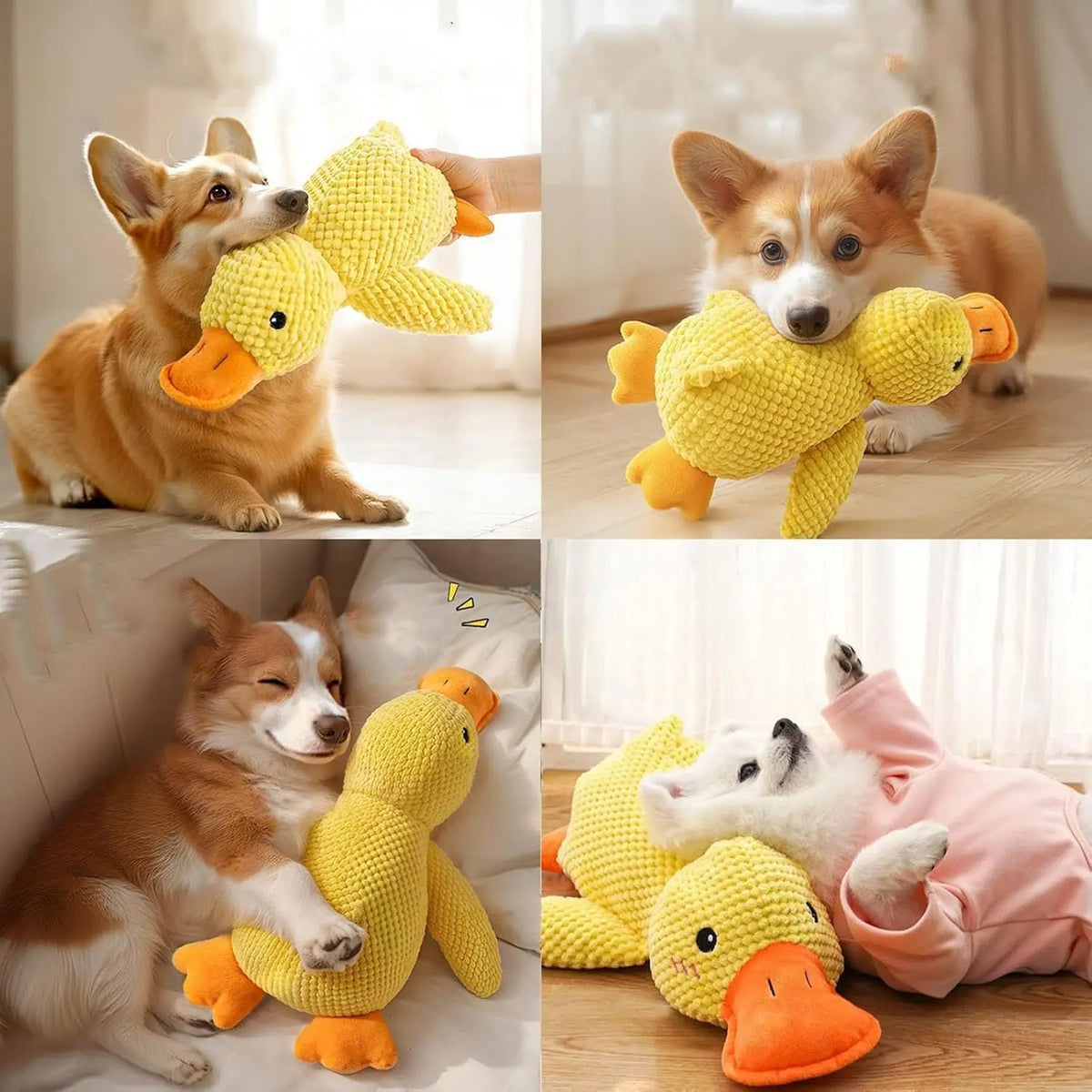 Duck Dog Toy Plush Chew Resistant Durable Quacking Sound Teeth Grinding Relief Soft Companion Small