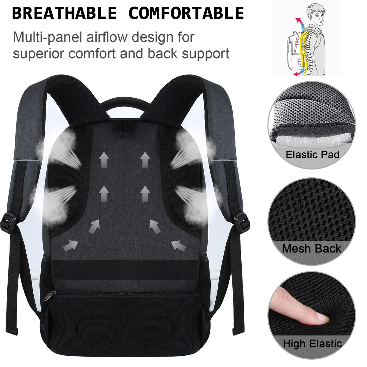 Laptop Backpack 18 Inch – Large Capacity Travel Bag with USB Charging Port