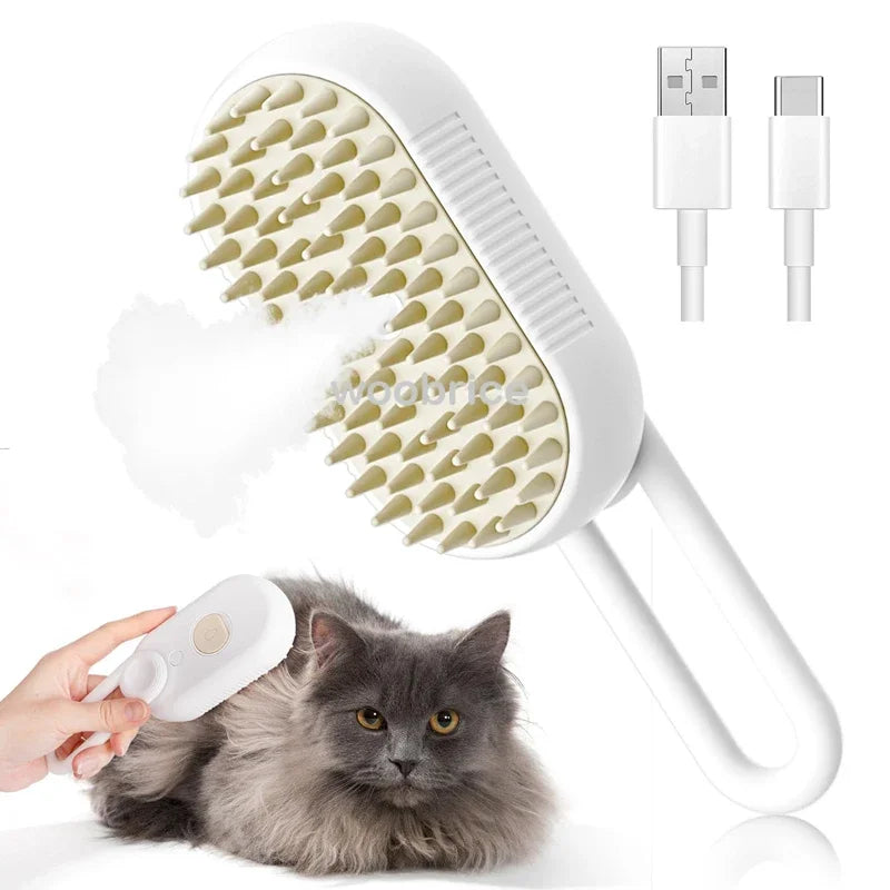 Electric Dog Steamer Brush Grooming 3 1 Steam Pet Remove Tangles Loose Hair Massage Steamy Cat