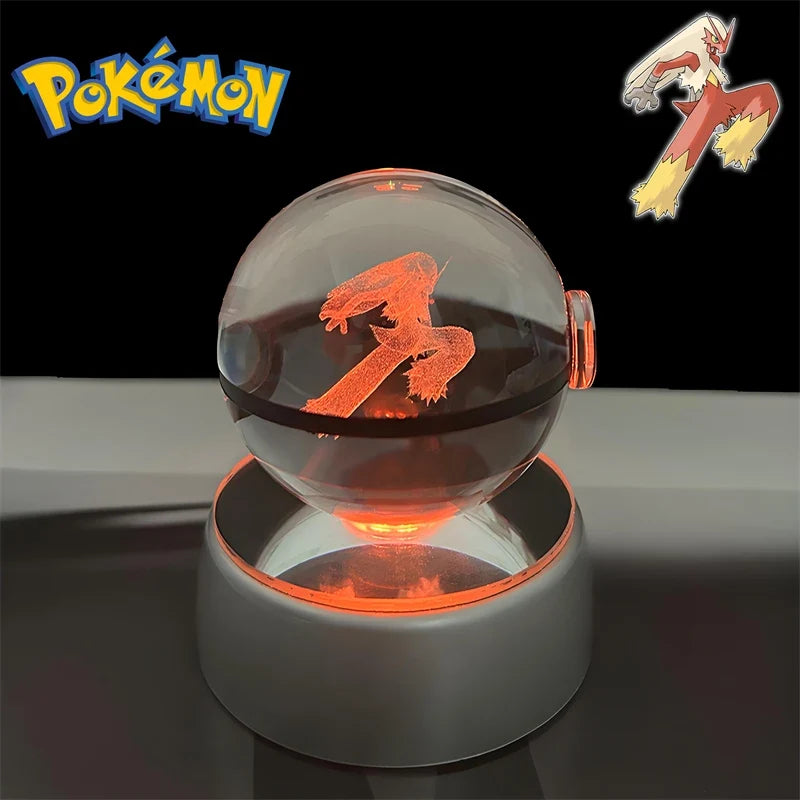 Pokemon 3D Crystal Poke Ball Night Light with LED Base