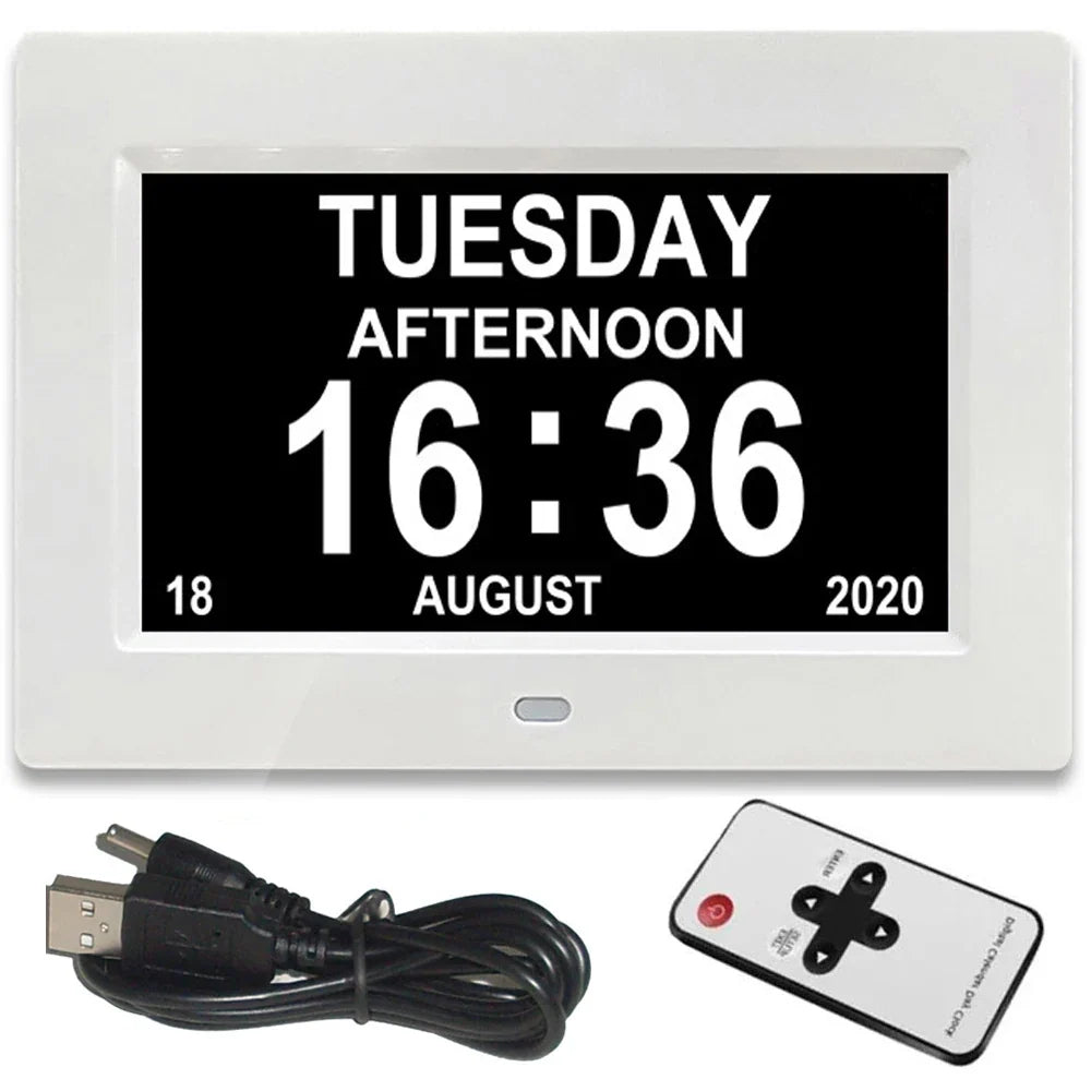 Digital Day Clock for Seniors – 12 Alarms & Medicine Reminder