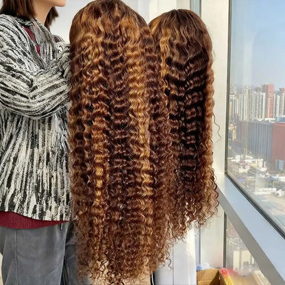 13x4 Highlighted Deep Wave Human Hair Lace Wig – HD Glueless