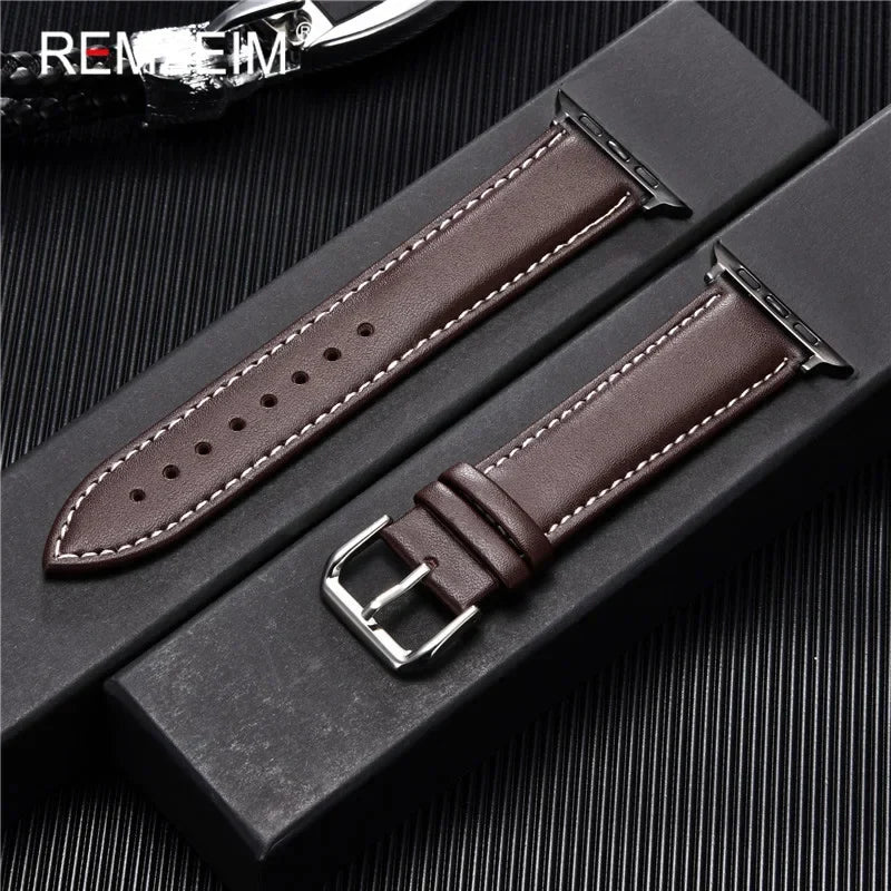 Men’s PU Leather Business Strap for Apple Watch, 38–49mm
