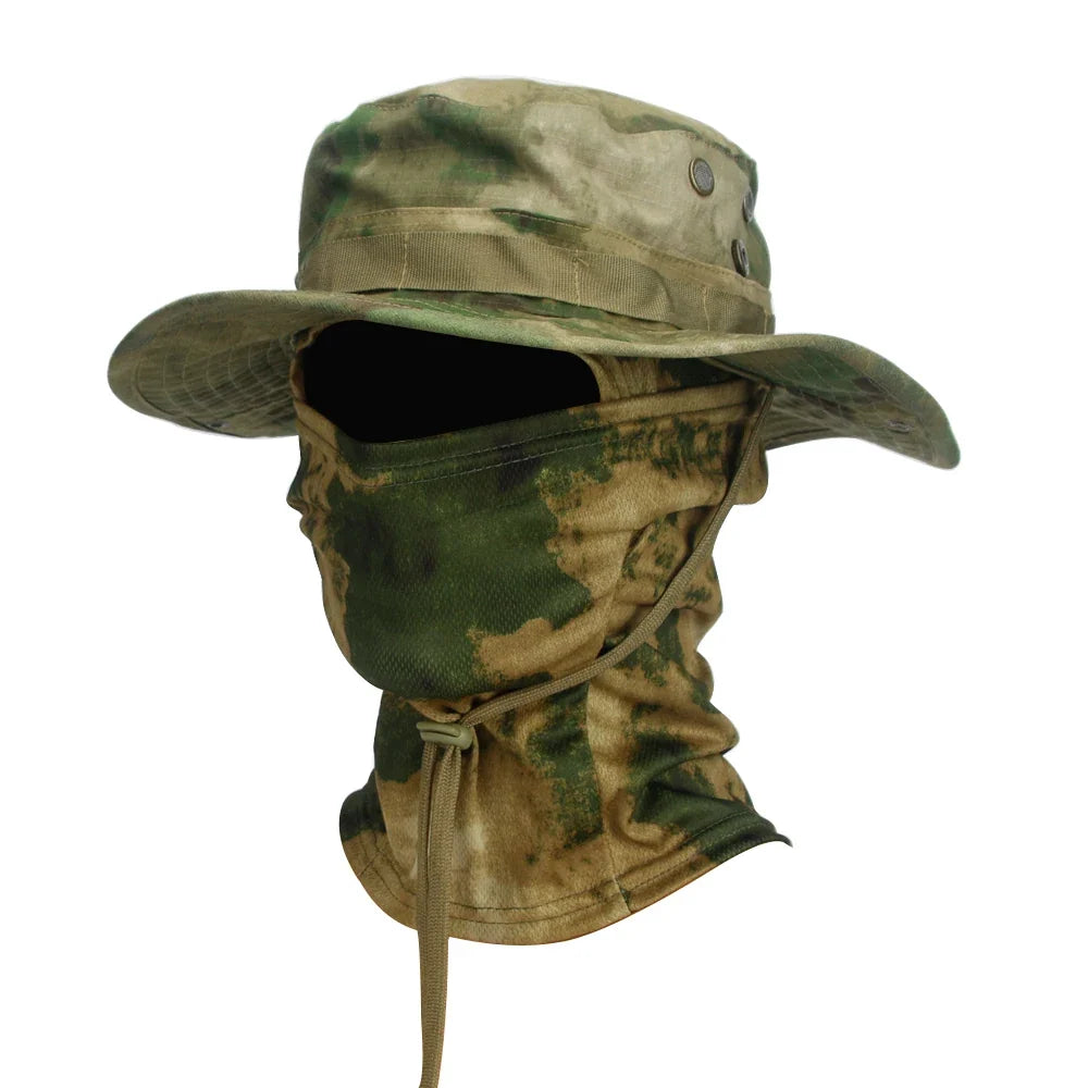 2 Piece Men's Wide Brim Boonie Hat and Balaclava Set