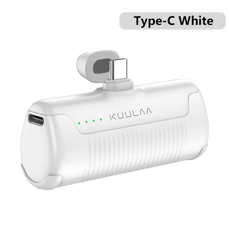 KUULAA Mini Power Bank 4500mAh – Plug-In Portable Charger for iPhone & USB-C