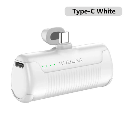 KUULAA Mini Power Bank 4500mAh – Plug-In Portable Charger for iPhone & USB-C