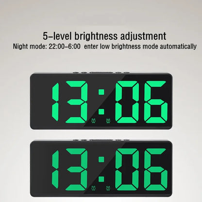 Digital LED Alarm Clock – Mirror & Acrylic, Voice Control, Dual Alarm