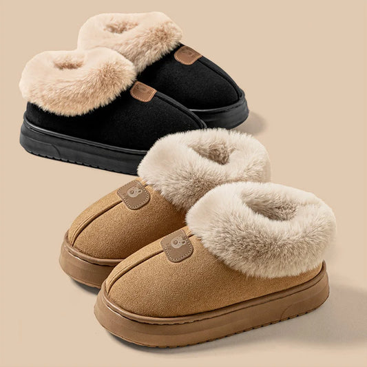 Fleece-Lined Winter Slippers – Ankle Cover Warm House Shoes