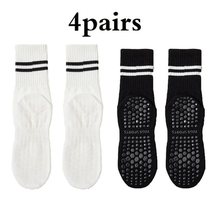 Grip Socks for Women – Non-Slip Pilates & Yoga (4 Pairs)