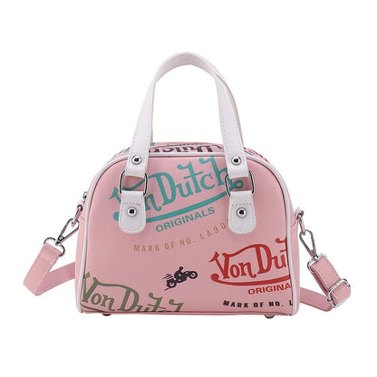 Cartoon Embroidery Bowling Bag – Women's Retro Crossbody Purse