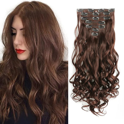 22 Inch Curly Wavy Clip In Hair Extensions 7PCS