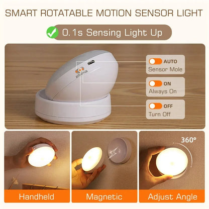 Motion Sensor LED Night Light – USB Rechargeable, 1200mAh