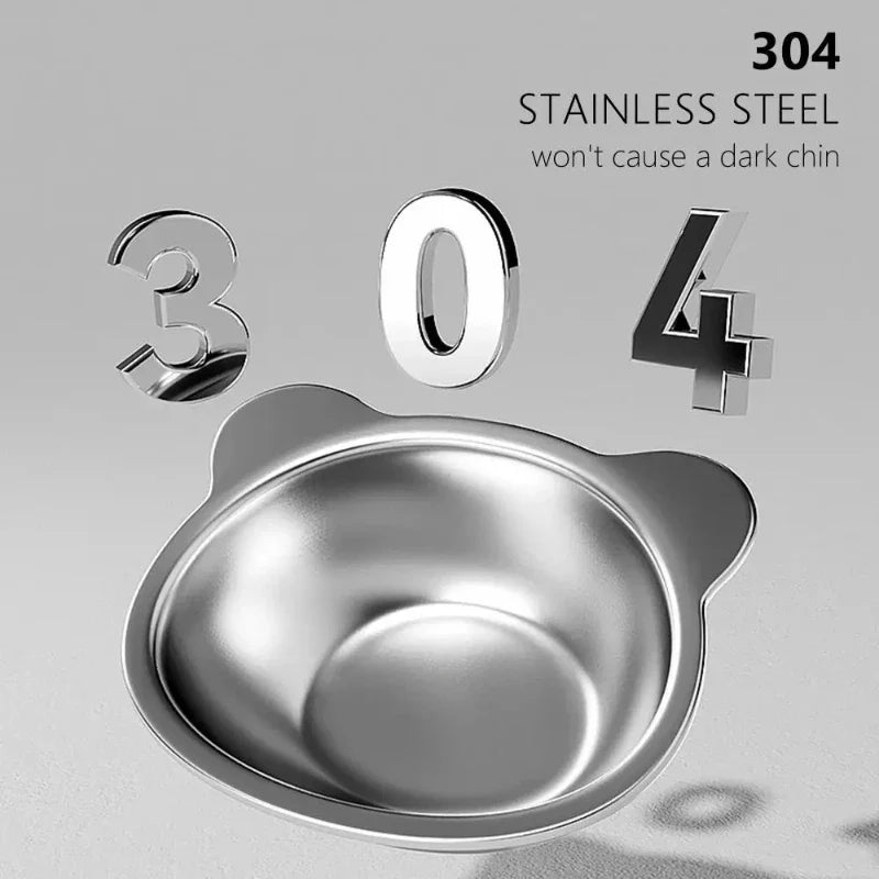 304 Stainless Steel Raised Cat Bowl 15 Elevated Design Tilted Neck Guard Healthy Feeding