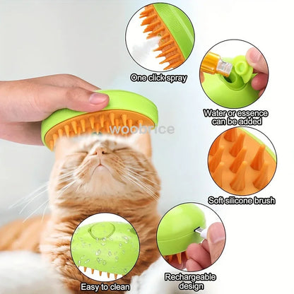 Electric Dog Steamer Brush Grooming 3 1 Steam Pet Remove Tangles Loose Hair Massage Steamy Cat