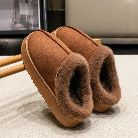 Fluffy Winter Slippers with Fur Lining Thick Sole for Men & Women
