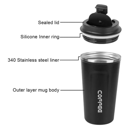 Thermo Cafe Double Stainless Steel Coffee Mug Tea Water 380