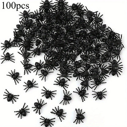 Plastic Mini Black Spiders Halloween Decoration (50/100pcs)