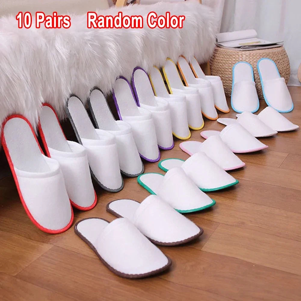 Disposable Hotel Slippers 10 Pairs – Velvet Guest House Shoes