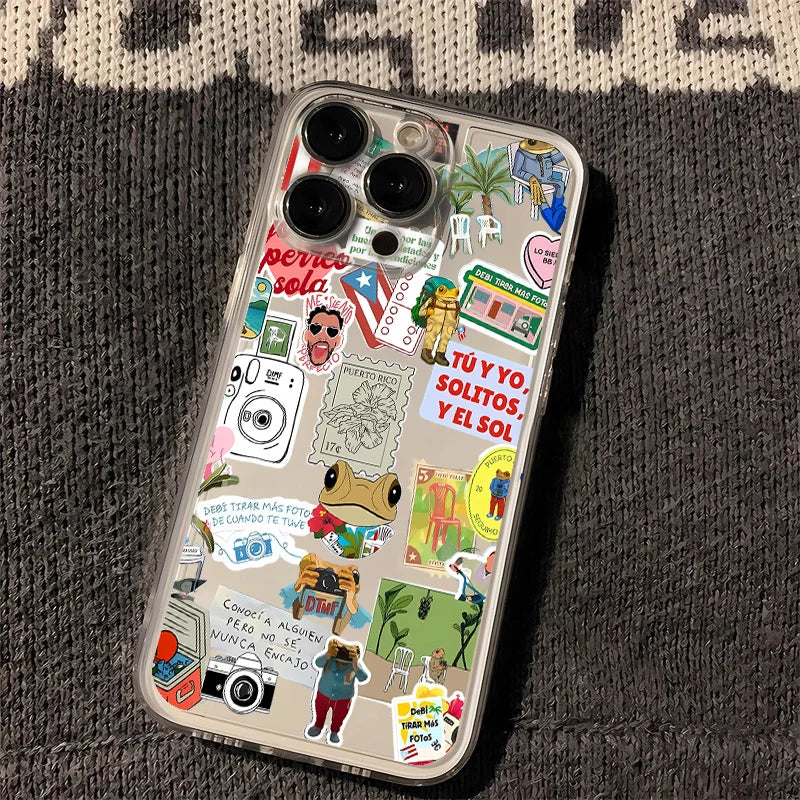 Bad Bunny Art Stickers iPhone Case