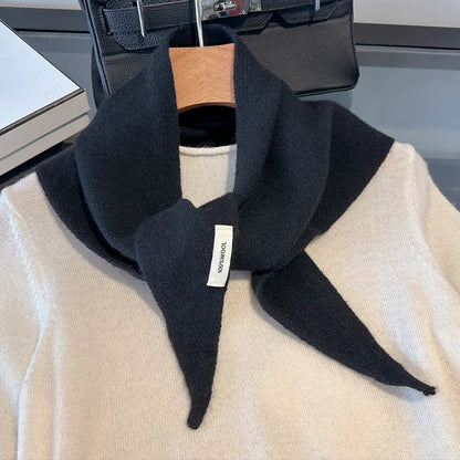 100% Wool Korean Knit Triangular Scarf – Women's Winter Shawl