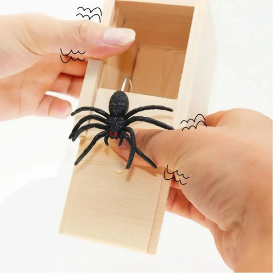 4j-Tricky Toy Simulation Spider Wooden Box Spoof Insect Creative Haunted House Horror Scene Layout