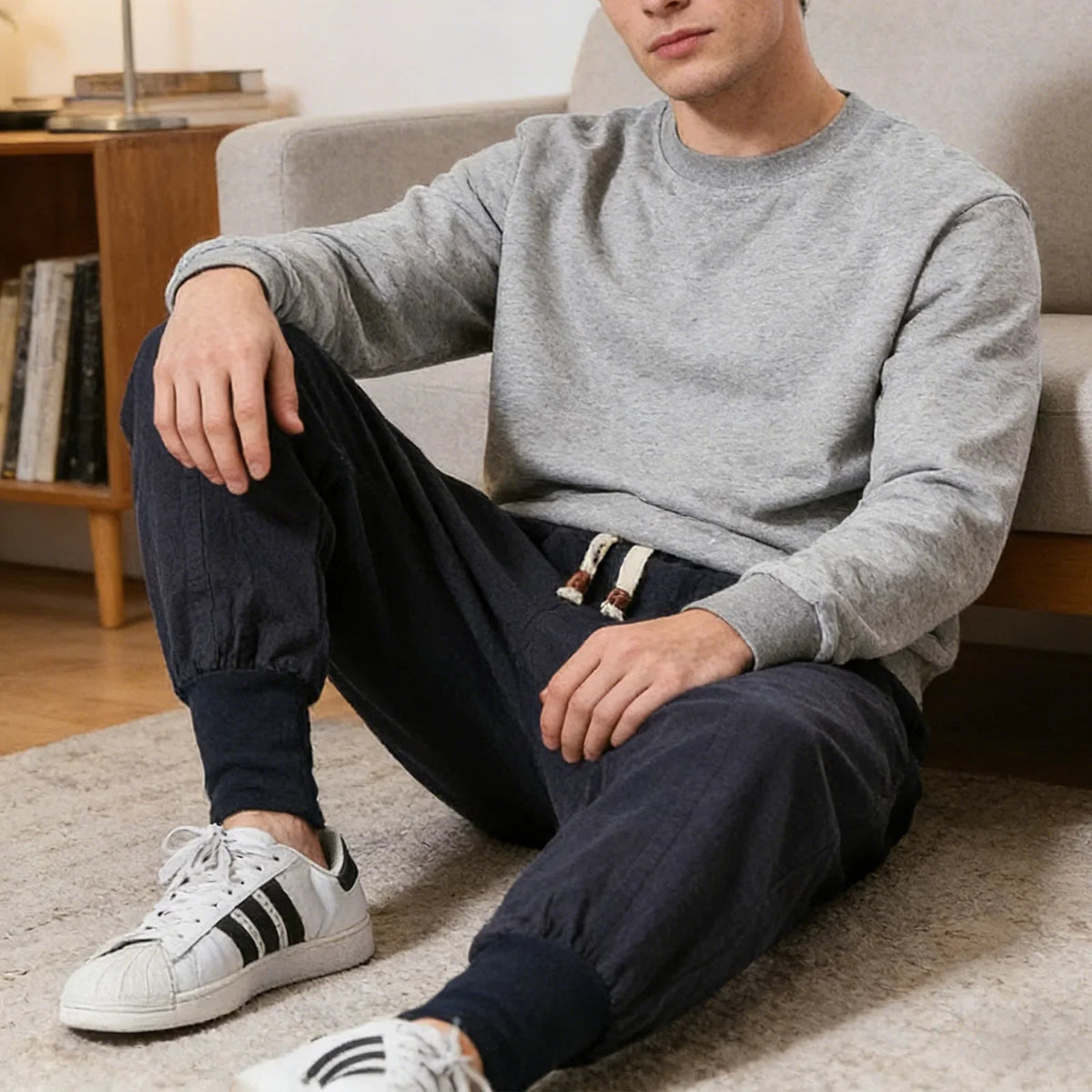 FGKKS Men’s Chinese-Style Cotton Jogger Pants, Straight-Leg Casual Trousers