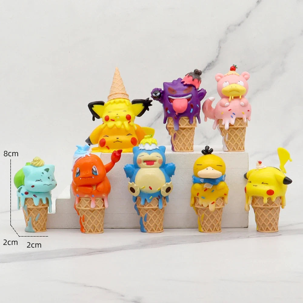 Pokémon Ice Cream Cone PVC Figures – Set of 8 Collectibles