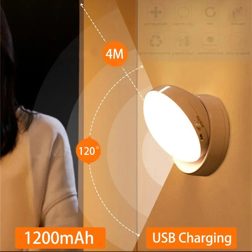 Motion Sensor LED Night Light – USB Rechargeable, 1200mAh
