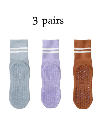 Grip Socks for Women – Non-Slip Pilates & Yoga (4 Pairs)