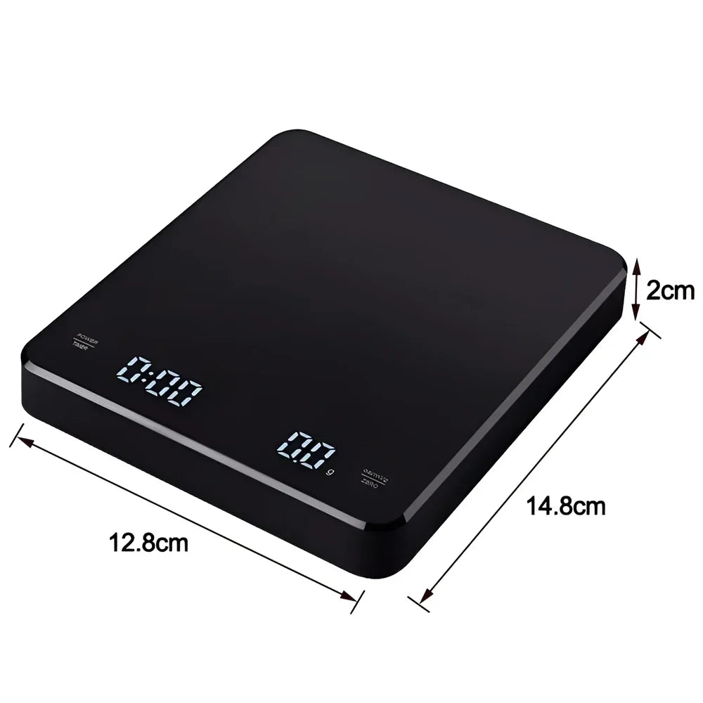 Digital Coffee Scale with Timer, LED Display & USB Charging